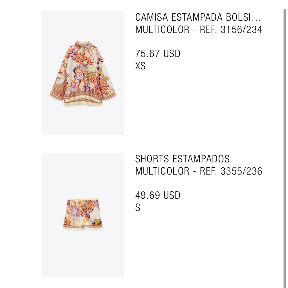 Zara Shirt Short Set